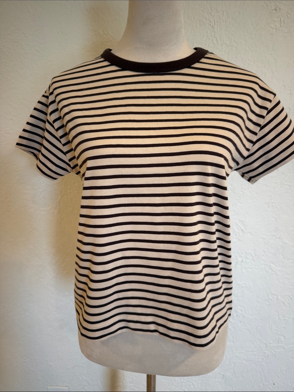 Sundry boxy striped tee.  Tan and brown size x-small NWOT